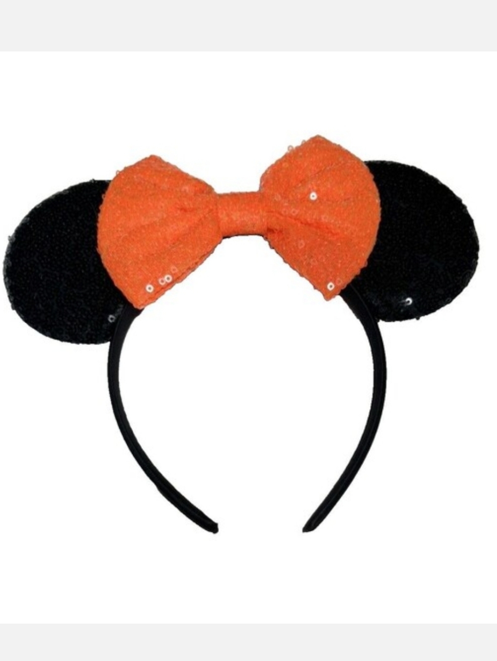 🔴5/$25 Disney Sequin Minnie Ear Headband in Orange and Black